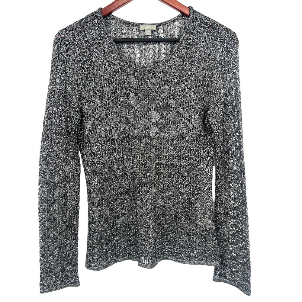 J. Jill Womens WOOL BLEND Size Small Open Knit Long Sleeve Blouse Shirt Top